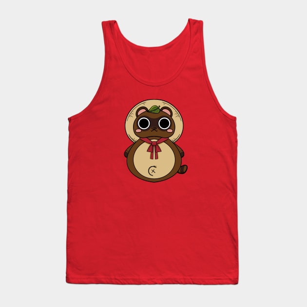 Cute Japanese Tanuki cartoon design Tank Top by Cuteful